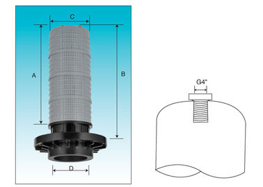 Top mount stack diffuser with net for water distributor 6 " Flange