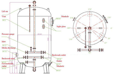 Multi media filter by CS carbon steel pressure tank with rubber liner 72 TPH