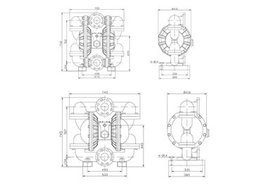 Stainless steel pneumatic diaphragm pump for chemical injection process 265gpm suction height 5m