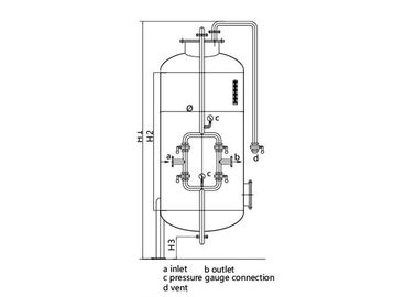 Stainless mechanical multi media filter housing system for pretreatment RO 0.6Mpa 70m3 / hour